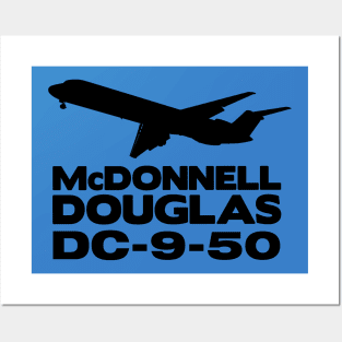 McDonnell Douglas DC-9-50 Silhouette Print (Black) Posters and Art